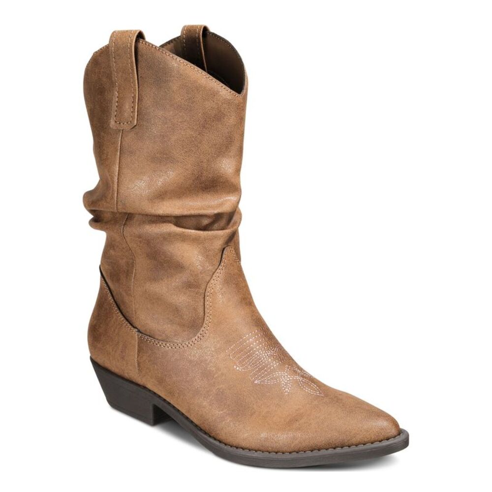 STYLE & COMPANY Womens Brown Dannaa Almond Toe Block Heel Western Boot 7.5 M